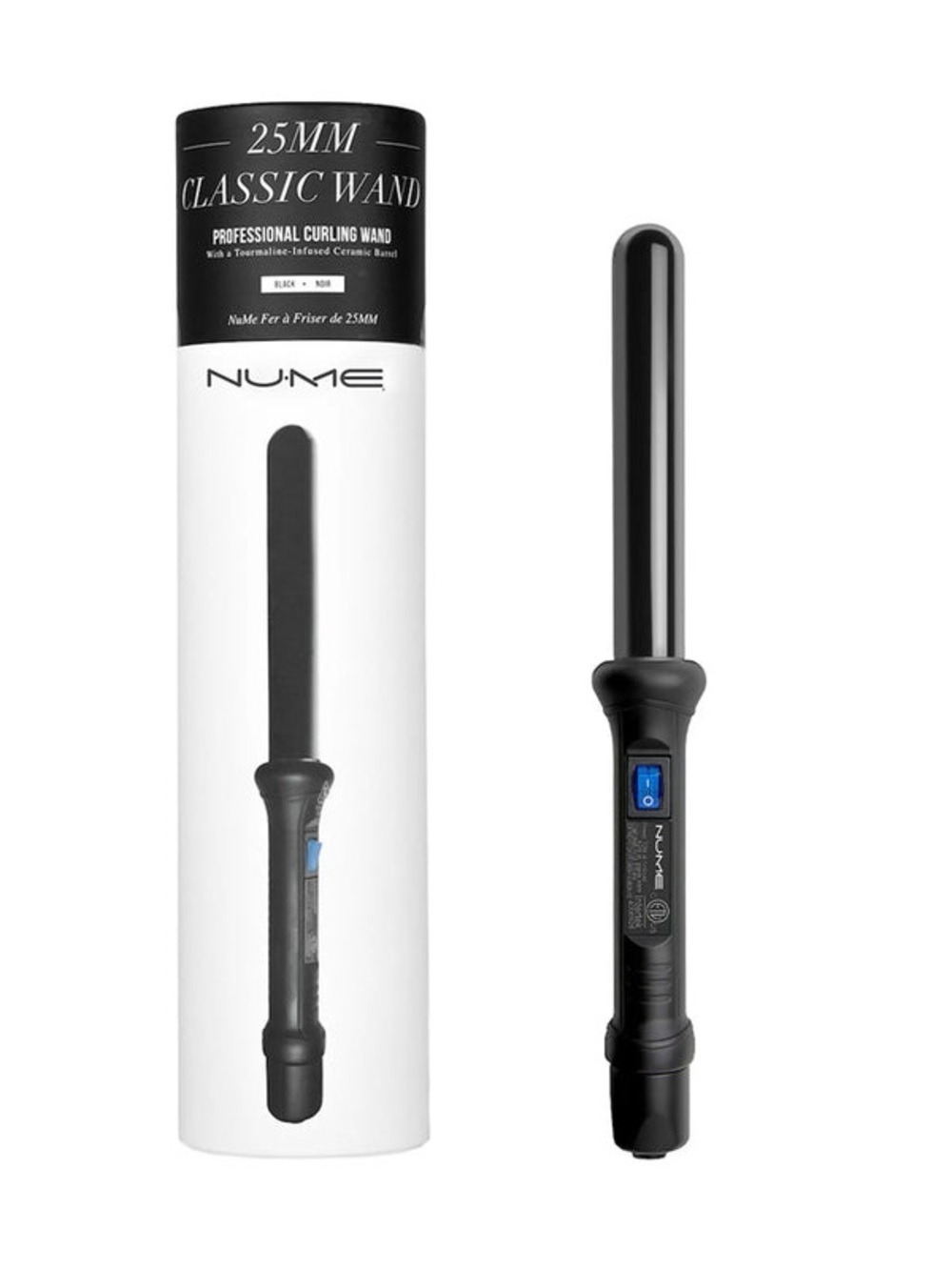 NIB NuMe 25mm (1”) Ceramic Classic Wand - Black